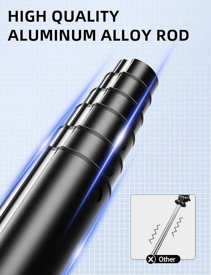 41'' Selfie Stick Tripod, Extendable Portable 4 in 1 Aluminum Phone Tripod with Wireless Remote 360° Rotation Travel Smartphone Tripods Stand Compatible with iPhone 17/16/15/14/Android (Black) - Image 5