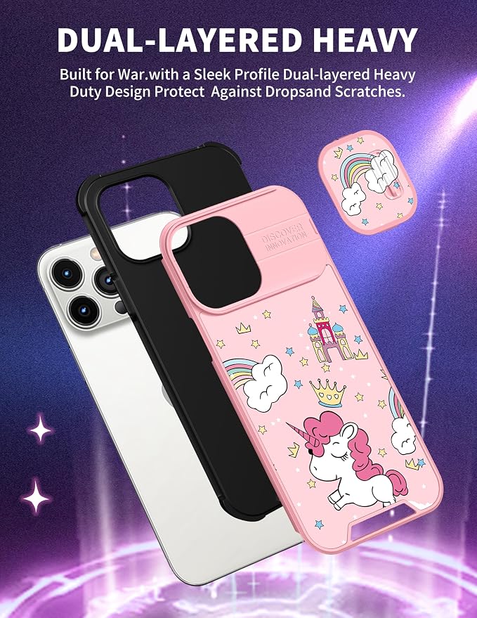 (2in1 for iPhone 11 Pro Max Case for Cartoon Kawaii Rainbow Girly Phone Cover Cute Unique Design with Slide Camera Cover Protective Case for iPhone11 Pro Max 6.5'' - Image 5