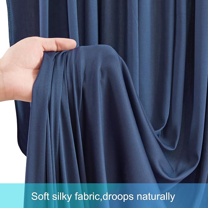 10 Panels Navy Blue Backdrop Curtains for Wedding Party Wrinkle Free Backdrops Curtain Drapes Fabric Decorations Photo Back Drop Cloth for Baby Shower Photography Stage Reception 50ft(W) x 12ft(H) - Image 6