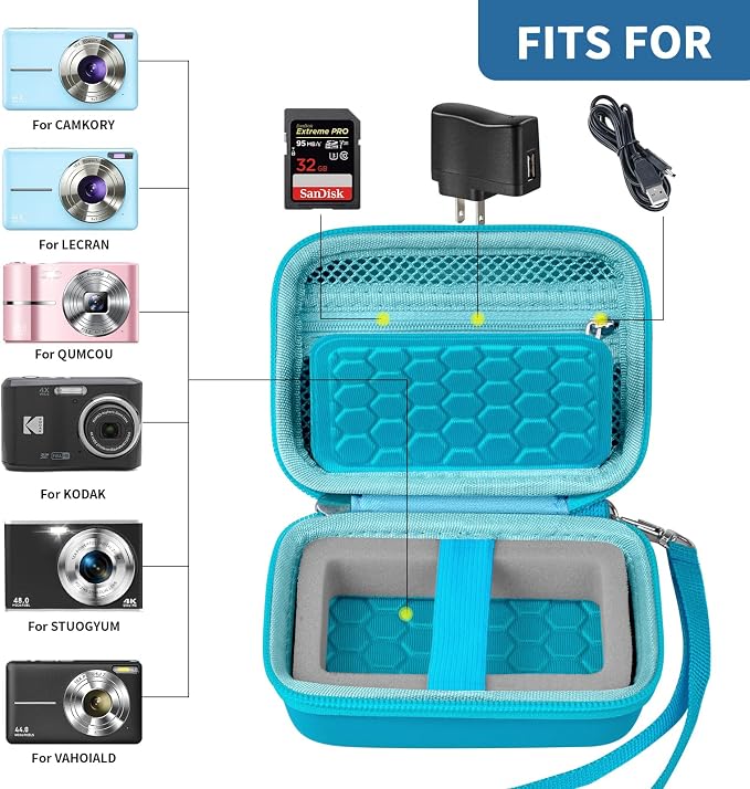 Comecase Carrying & Protective Case for Digital Camera, for CAMKORY/for Kodak Pixpro/for Canon PowerShot ELPH 180/190 / for Sony DSCW800 DSCW830 Cameras for Travel - Sky Blue - Image 2