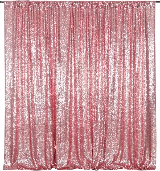 Poise3EHome 8FT x 8FT Sequin Photography Backdrop Curtain for Party Decoration, Fuchsia Pink by Poise3EHome