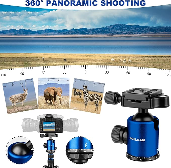 80/85 inches Heavy Duty Tripod for Camera Phone, 85" Camera Tripod Monopod | Tripod Stand for DSLR Binoculars Spotting Scope Camcorders Video, 360 Degree Ball Head, 35 lbs Loads - Image 6
