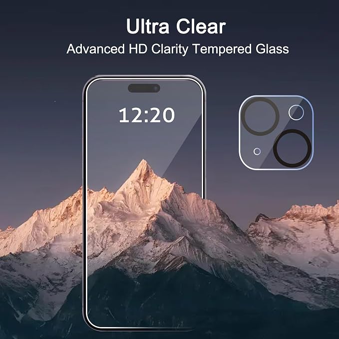 Ailun Screen Protector + Camera Lens Protector for iPhone 15, 3+3 Pack | 6.1 inch,Tempered Glass Film, Case Friendly, Installation Frame, HD - Image 5