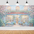 7X7ft A New Chapter Begins Backdrop Bridal Shower Blue Floral Book Shop Wedding Engagement Photography Background Bridal Shower Party Decoration Supplies Cake Table Photo Booth Studio Props by JAWO