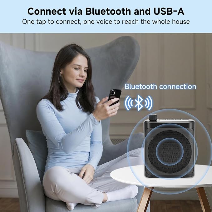 Voice Amplifier for Teachers with 2 Magnetic Wireless Microphones | Portable Bluetooth speaker & rechargeable voice amplifier for teachers, fitness instructors, yoga & tour guides - Image 5