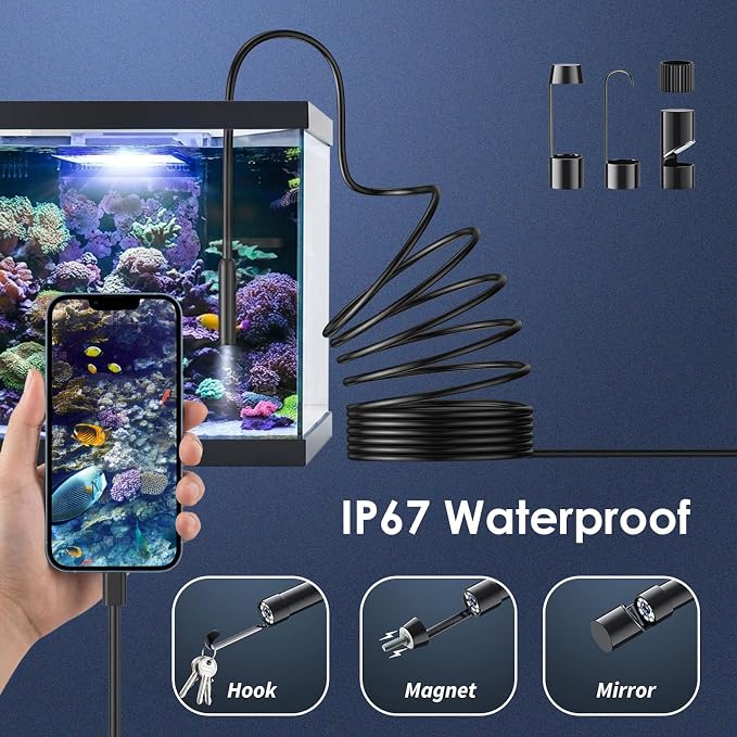Endoscope Camera,16.4FT,8mm Inspection for iOS and Android (Single-Lens) | 1920P HD Borescope Camera with 8 Adjustable LED, IP67 Waterproof - Image 5