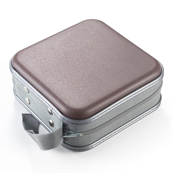 alavisxf xx CD Case, 48 Capacity Hard Plastic Zipper Disc Wallet for Car | DVD Holder, Portable Hand Strap, Anti-Slip Sleeves, Scratch-Resistant Sleeves, Disc Storage Organizer, for Home Office Travel - Image 6