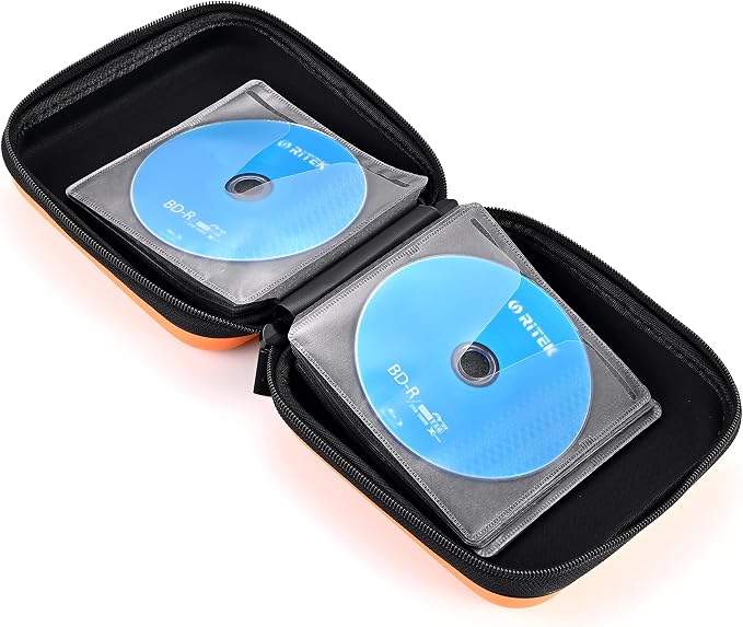 alavisxf xx CD Case, 48 Capacity Protective Zipper Disc Wallet for Car | EVA Shock-resistant, Lightweight Portable, DVD Blu-ray Storage Organizer, Scratch-Resistant Sleeves, for Home Office Travel - Image 5