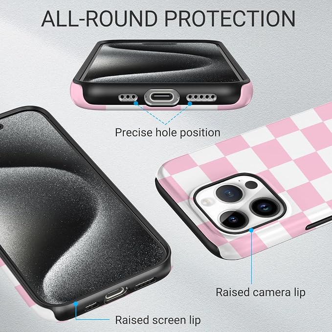 TPU Phone Case for iPhone 15 Pro, MagSafe Wireless Charging Compatible, Shockproof Slim Fit Protective Cover with Anti-Yellowing & Raised Camera Protection (Plaid 4, iPhone 15 Pro) - Image 3