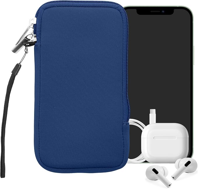 kwmobile Universal Phone Pouch Size XL - 6.7/6.8" - Neoprene Smartphone Pouch with Zip - Water-Repellent Mobile Phone Case - Sleeve in Baltic Blue - Image 8