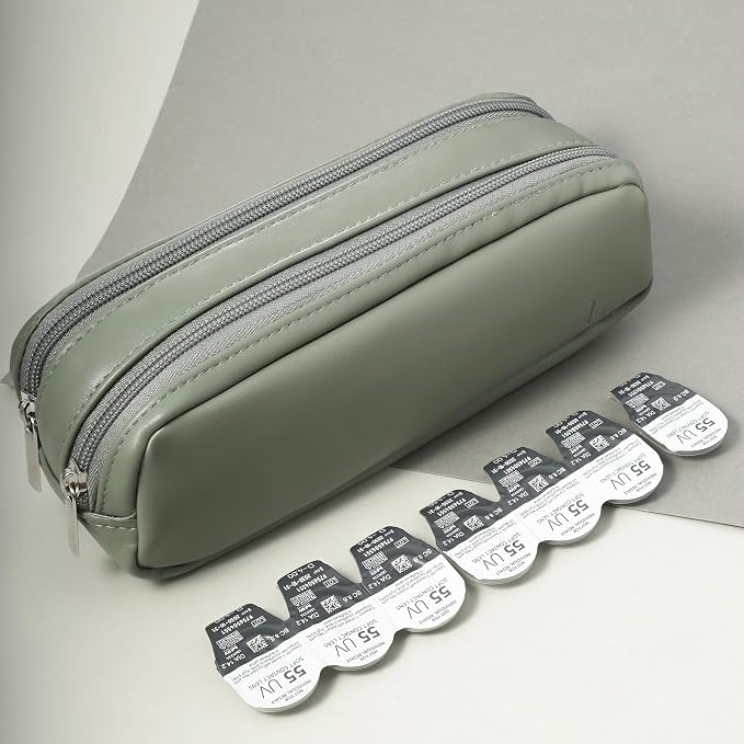 Portable Daily Contact Lens Case Organizer, Traveling Contact Cases Bag with Clearly Labeled R & L, Water-Resistant Disposable Contact Lens Dispenser, Storage up to 60 lenses(Green) - Image 3