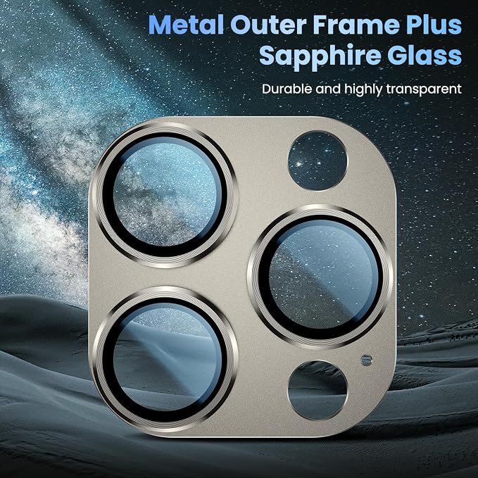 Uyiton for iPhone 16 Pro/iPhone 16 Pro Max Camera Lens Protector | Not Easy to Break, Strong Adsorption, Case-Friendly, Metal 9H Sapphire Glass Rear Camera Screen Cover, Natural, 2 Pack - Image 4