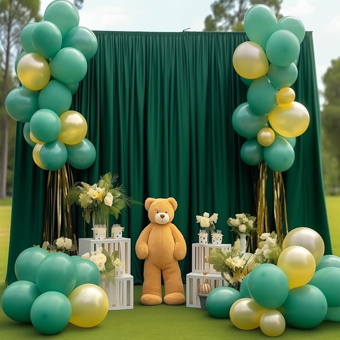 Hunter Green Backdrop Curtain-Wrinkle-Free Polyester Fabric Green Photography Curtains for Wedding Party Photo Background Decorations- 8 X10FT (Hunter Green) - Image 2