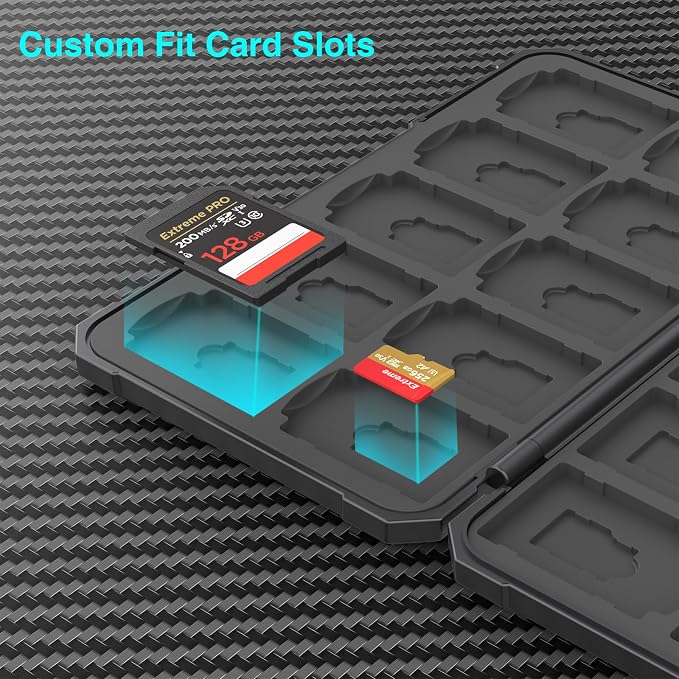 SD Card Holder with 40 Card Slots for SDXC Micro SD Cards | Hard ABS Shell & Soft Silicone,Dedicated Card Slots,Magnetic Closure,Portable Memory Card Holder for Daily Travel - Image 3