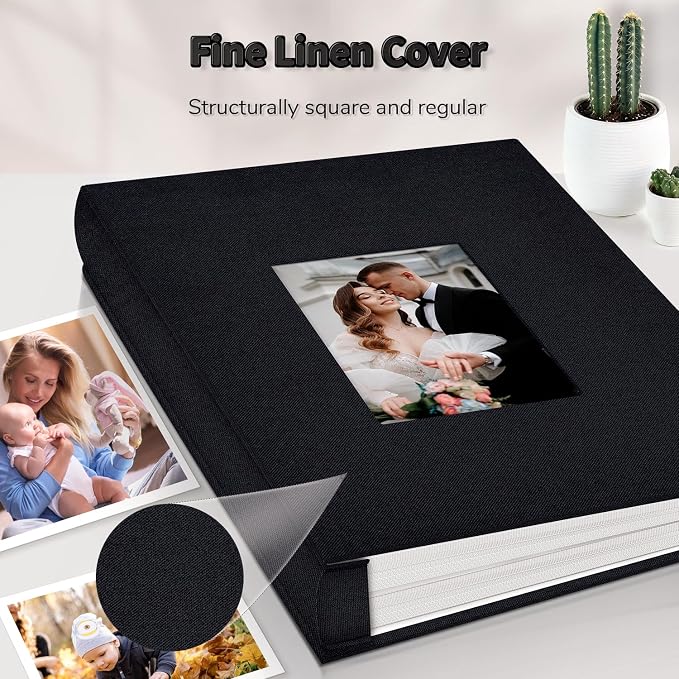 Artfeel Photo Album 4x6 with 600 Pockets,Slip-in Picture Albums,Linen Cover Memory Book with Front Window,White Page Vertical Photo Book for Wedding,Family,Anniversare,Baby,Vacation - Image 6