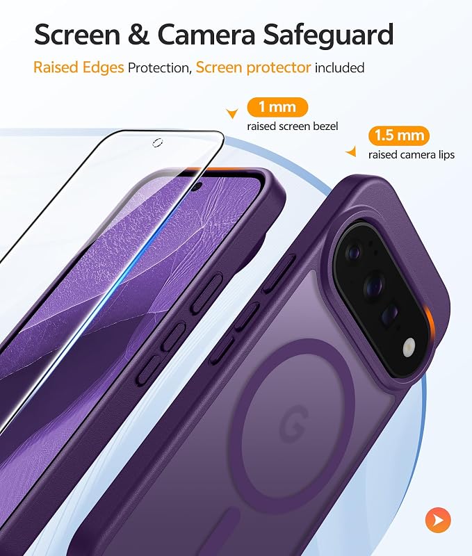 FNTCASE for Google Pixel 11 Pro Case / Pixel 11 Case, with Screen Protector | Fit for Magsafe, Translucent Matte, 14FT Military Grade Drop Protection, Shockproof Protective Phone Cover, Purple - Image 4
