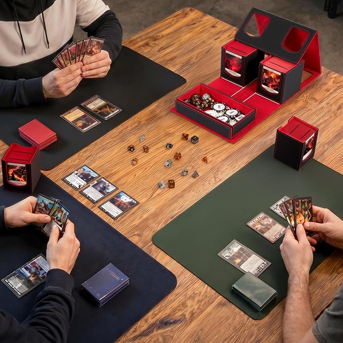 Fabmaker Deck Box Compatible with MTG, Large Capacity Trading Card Storage | Box for Comman-der, 5-in-1 Leather Magnetic Closure Card Box with Token Tray, Card Box Compatible with Magic the Gathering - Image 7