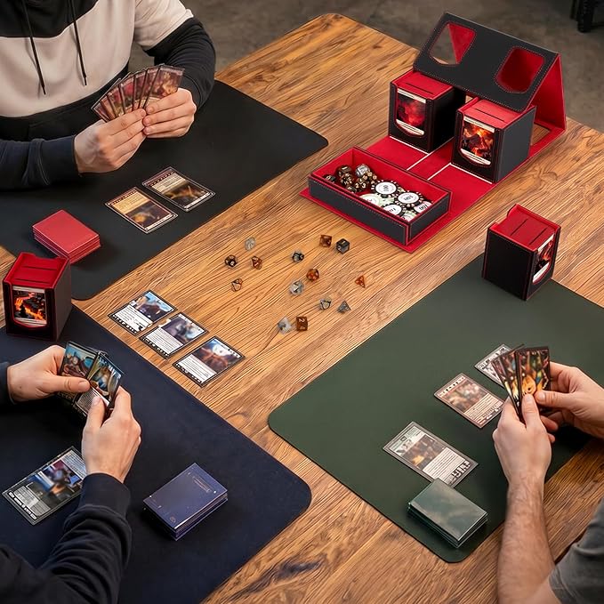 Fabmaker Deck Box Compatible with MTG, Large Capacity Trading Card Storage | Box for Comman-der, 5-in-1 Leather Magnetic Closure Card Box with Token Tray, Card Box Compatible with Magic the Gathering - Image 7