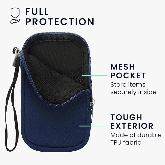 kwmobile Universal Phone Pouch Size L - 6.5" - Neoprene Smartphone Pouch with Zip - Water-Repellent Mobile Phone Case - Sleeve in Dark Blue - Image 3