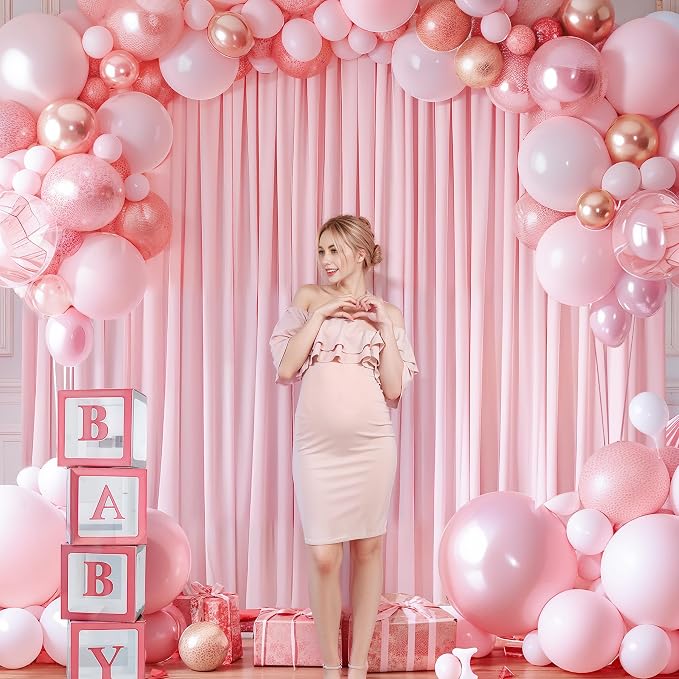 Pink Backdrop Curtains-Wrinkle-Free Polyester Photography Drapes Party Curtain Background for Baby Shower Wedding Decorations- 16 X10FT (Pink) - Image 7
