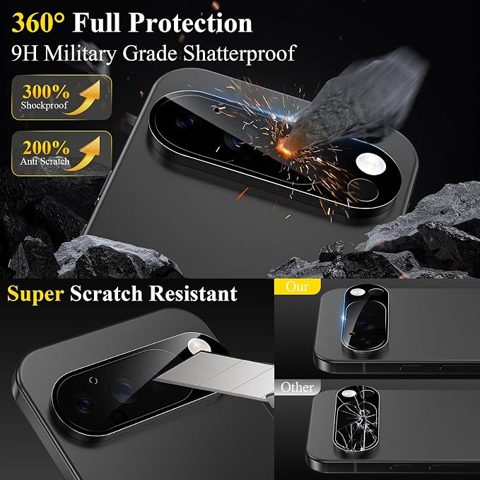 4 Pack Camera Lens Screen Protector for Google Pixel 9 Pro | 9H Tempered Glass Camera Lens Cover Decoration, Case Friendly, High Definition, Scratch-Resistant - Image 3
