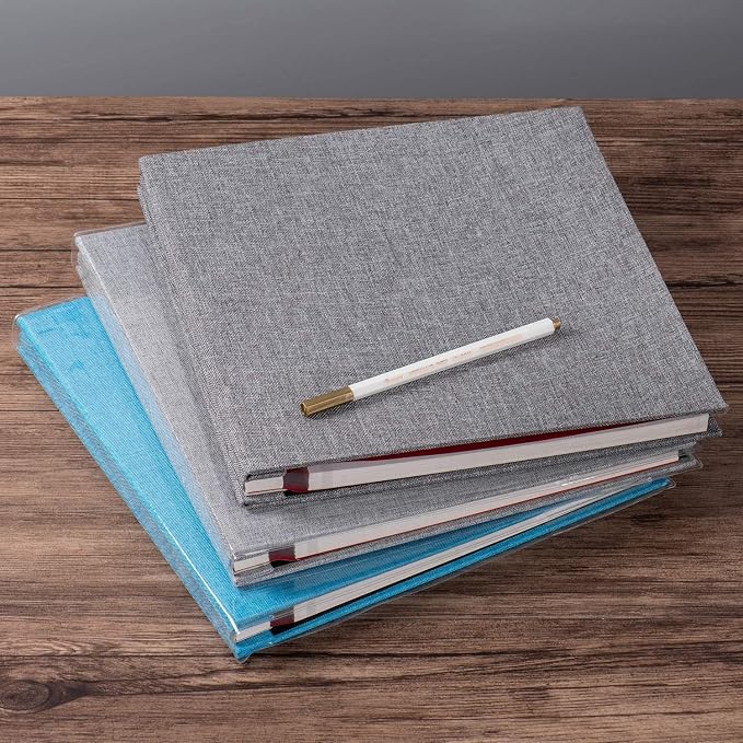 Large Photo Album Self Adhesive 4x6 5x7 6x8 8x10 Pictures Scrapbook Magnetic Album DIY Scrap Book 60 Sticky Pages Linen Cover DIY Photo Album with A Metallic Pen and DIY Accessories(Gray), 11" X 10.8" 60 Pages - Image 6