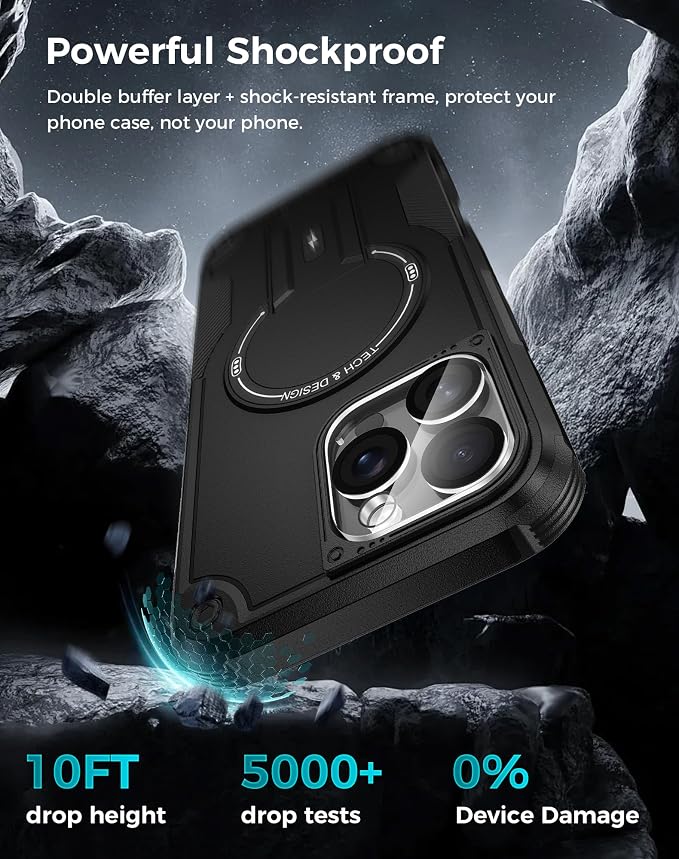 Goton 3 in 1 for iPhone 16 Pro Max Case with Privacy Screen Protector Black | Glass Camera Lens Protector,Compatible for MagSafe,Invisible Kickstand, Shockproof Phone Cover for iPhone 16 Promax - Image 4