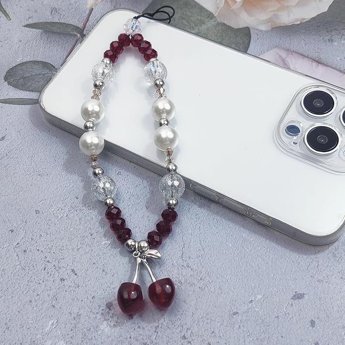 cioatu Phone Charms Cute Cherry Butterfly Cell Phone Lanyard Strap Wrist Strap for Bag Airpods Camera Pendants Decor - Image 4