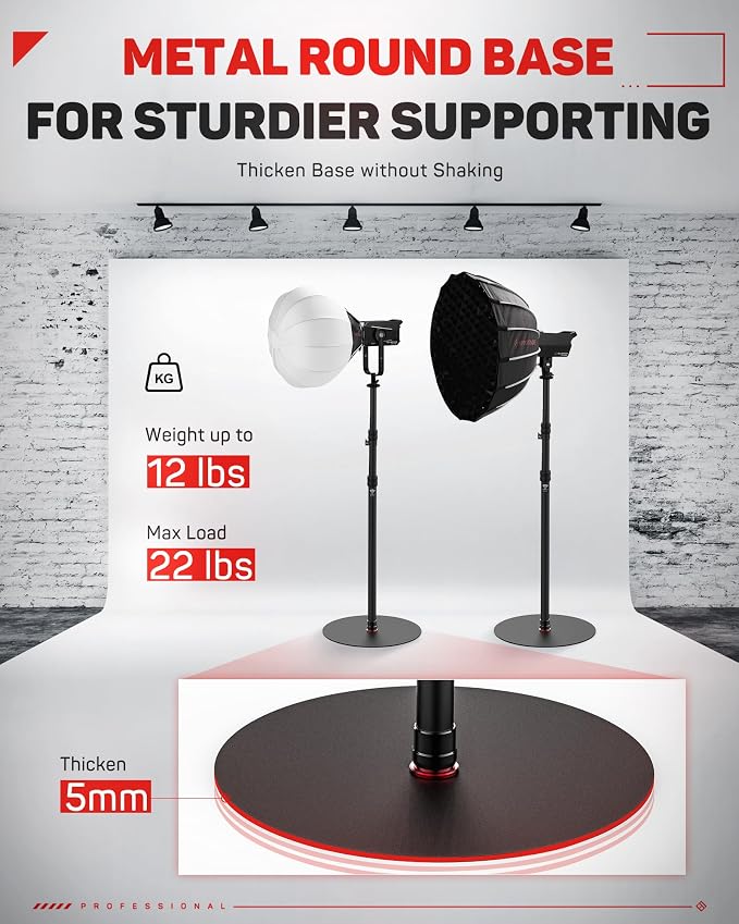 IFOOTAGE RB-A400 Round Base Light Stand Monopod 79" Tripod | Monopod for Cameras Lights Webcam, Live Streaming Vlogging, Stable Round Base Stand with 22LBS Payload - Image 4