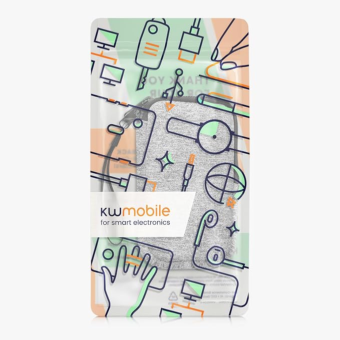 kwmobile Universal Phone Pouch Size L - 6.5" - Neoprene Smartphone Pouch with Zip - Water-Repellent Mobile Phone Case - Sleeve in Light Grey Matte/White - Image 7