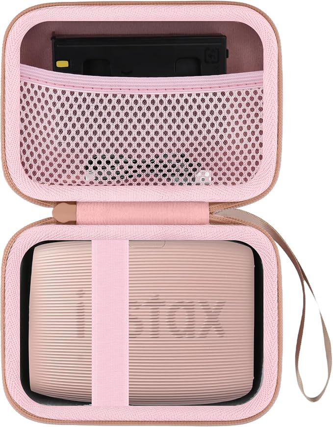 Hard Travel Case for Fujifilm Instax Mini Link+ & Link 3/2 Printer | Shockproof, With Handle, Hard Shell Exterior, Storage Compartment, Portable Carrying Box, Soft Pink Case by Flaxune