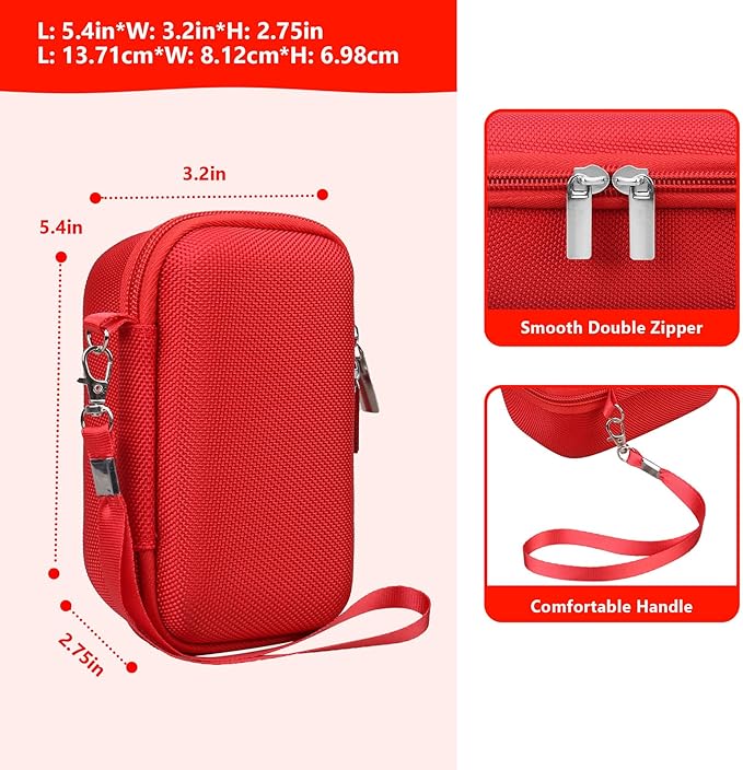 Carrying Case for Canon PowerShot SX740 HS, SX730 HS Camera, Red | SX720 HS, SX620 HS, G7 X Mark III, G7 X Mark II Digital Camera, Storage Holder Travel Bag with Mesh Pocket for Battery Pack - Image 3