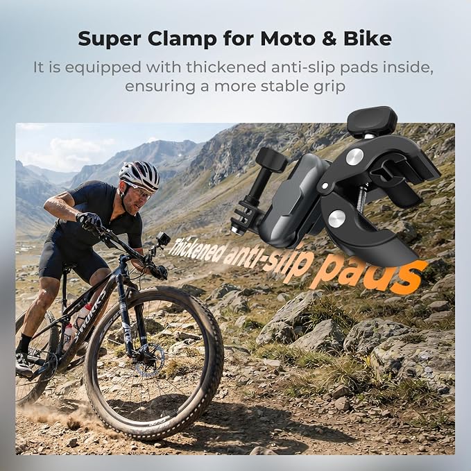 K&F CONCEPT Super Clamp Camera Mount Bike/Motorcycle Handlebar Mount | with 360° Dual Ball Head Compatible with DJI Action 6/5/4/3, Hero 13/12/11/10, 360 X5 X4, MS100 - Image 4