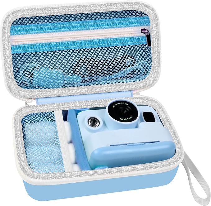 Kids Instant Print Camera Case for DYLANTO for ESOXOFFORE Cameras | Portable Digital Camera Case Organizer for ETIKEZ for YTETCN for DUDUDRAGON with Pocket for Accessories (Box Only)-Blue by Grapsa
