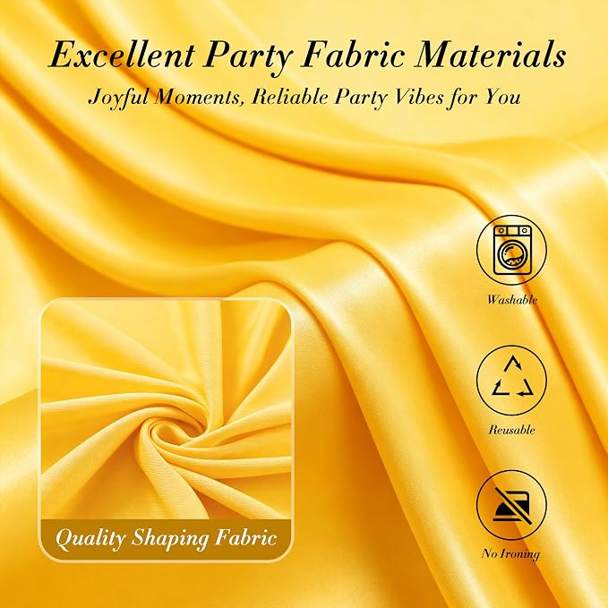 40 ft x 10 ft Wrinkle Free Yellow Backdrop Curtain for Parties, Ginger Polyester Photo Backdrop Drapes,Thick Background 8 Panels 5ft x 10ft for Baby Shower Wedding Birthday Party Backdrop Stand - Image 7