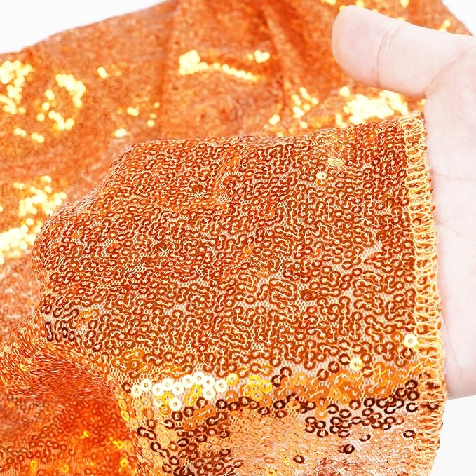 Poise3EHome Orange Sequin Backdrop, 10Ft x 10Ft Glitter Photography Background Curtains for Halloween Party Wedding Birthday Christmas Thanksgiving Decoration - Image 4