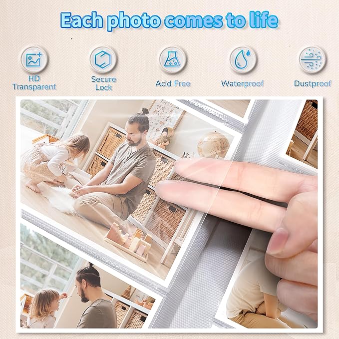 Artfeel Photo Album 4x6 with 1000 Pockets,Slip-in Picture Albums,Linen Cover Memory Book with Front Window,White Page Vertical Photo Book for Wedding,Family,Anniversare,Baby,Vacation - Image 4