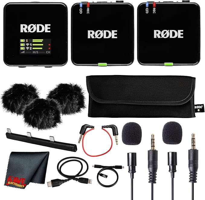 Rode Wireless GO III (Gen 3) Dual Channel Mic System | Compact 2.4GHz, 32-Bit Float Recording, Wireless Microphone for Cameras, Smartphones & Lavalier Use + 2X Lavalier Omnidirectional Condenser Mics by R%C3%98DE