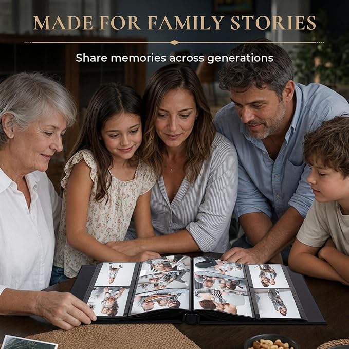 Vienrose Photo Album 4x6 600 Photos Cover Window Black | Gold Foil Spine, Fabric Cover, Wedding Album, Family Baby Travel, Memory Book - Image 6