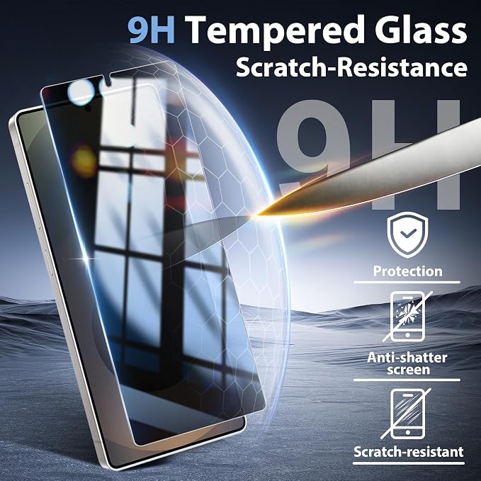 2+2 Pack for S25 Ultra Privacy Screen Protector | Ultrasonic Fingerprint Unlocking, Easy installation, Anti Spy, 9H Hardness Glass, Camera Lens Protector - Image 5