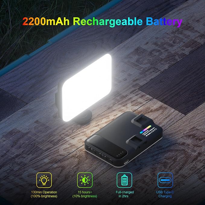 Hagibis RGB Camera Light,360°Full Color Portable Video Light LED Photo Light w Cold Shoe,2200mAh Rechargeable CRI97+,20Effects Lighting for Photography/Advertising Poster/Short Film (RGB-Black) - Image 4
