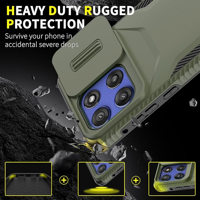 for Motorola G Stylus 5G 2025 Case with Built-in Slide Camera Cover & Screen Protector, [2 in 1] Heavy Duty Rugged Shockproof Protective Cover for Moto G Stylus 5G 2025(Pine Green) - Image 3