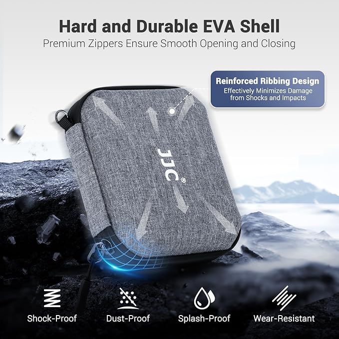 JJC Hard Lens Filter Pouch Case for 4 Circular ND UV CPL Filter up to 95mm | Filter Wallet Holds up to 4 Filters, Water-Resistant EVA Exterior, Zipper Closure & Belt Loop Design, Includes Wrist Lanyard - Image 3