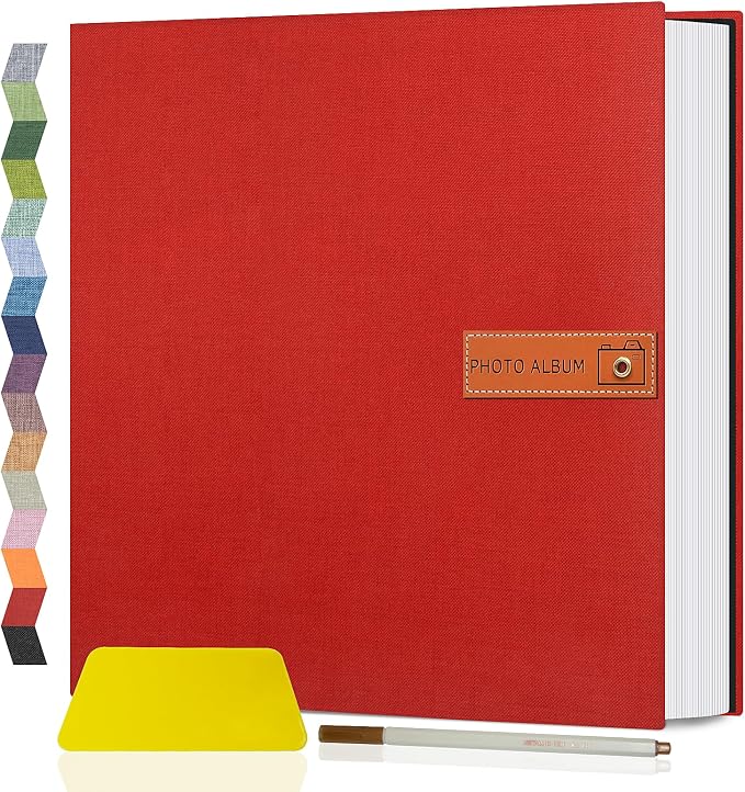 Popotop Large Photo Album Self Adhesive 4x6 5x7 8x10 Scrapbook Album DIY Picture Book,Gifts for Mom,Family Baby and Wedding,with Metal Pen and Plastic Board by Popotop