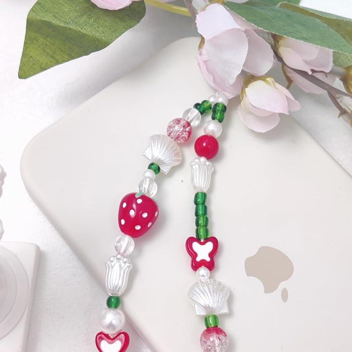 cioatu Phone Charms Cute Cherry Butterfly Cell Phone Lanyard Strap Wrist Strap for Bag Airpods Camera Pendants Decor - Image 5