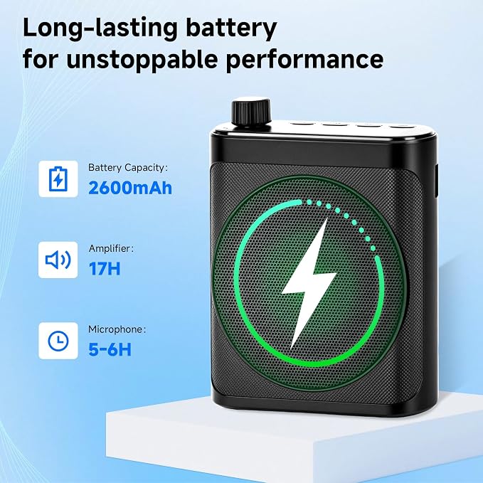 Voice Amplifier for Teachers with 2 Magnetic Wireless Microphones | Portable Bluetooth speaker & rechargeable voice amplifier for teachers, fitness instructors, yoga & tour guides - Image 2
