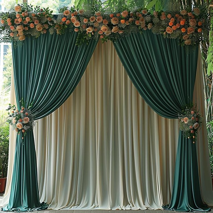 20x10ft Wrinkle Free Hunter Green Backdrop Curtain for Parties Soft Fabric Drapes Wedding Dark Green Curtain Backdrop for Birthday Party Decorations Background for Photography 5x10ft,4 Panels - Image 9