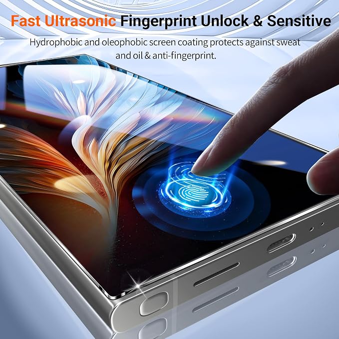 letosan 3 Pack Screen Protector for Samsung Galaxy S24 Ultra Tempered Glass, Military Grade Shatterproof, 9H Hardness, Auto Alignment Frame 6.8 Inch - Image 7
