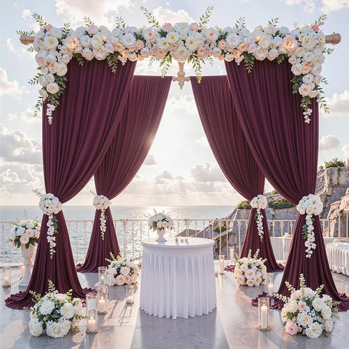 10 ft x 10 ft Wrinkle Free Maroon Backdrop Curtain for Parties, Polyester Burgundy Photo Backdrop Drapes 2 Panels 5x10ft for Baby Shower Wedding Birthday Party Engagement Ceremony Decoration - Image 2
