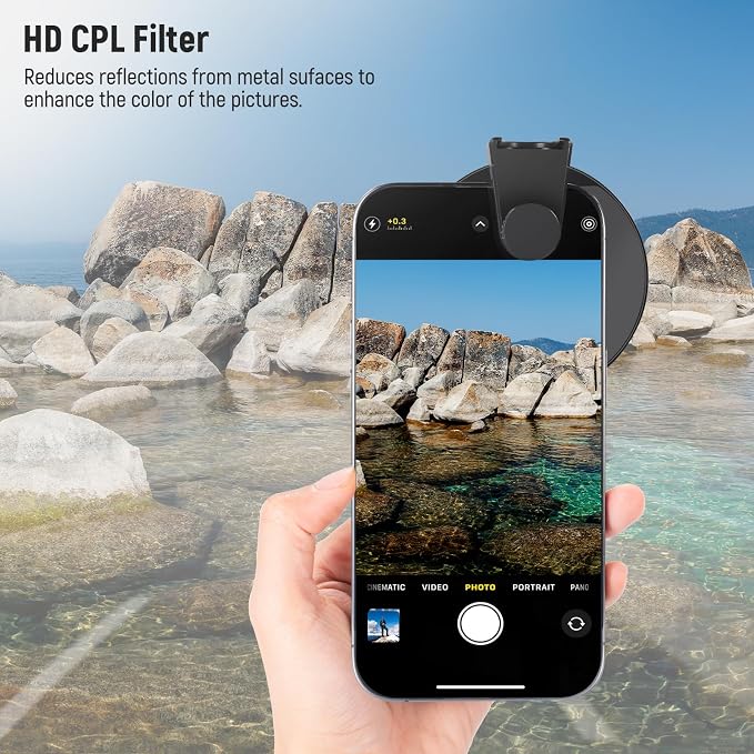 NEEWER 67mm CPL Filter for Phone, Circular Polarizing Camera Lens Filter with Cold Shoe Clip Compatible with iPhone 17 16 16e 15 Pro Max Plus 14 13 Android Samsung Galaxy S25 Ultra, FL-27 - Image 2
